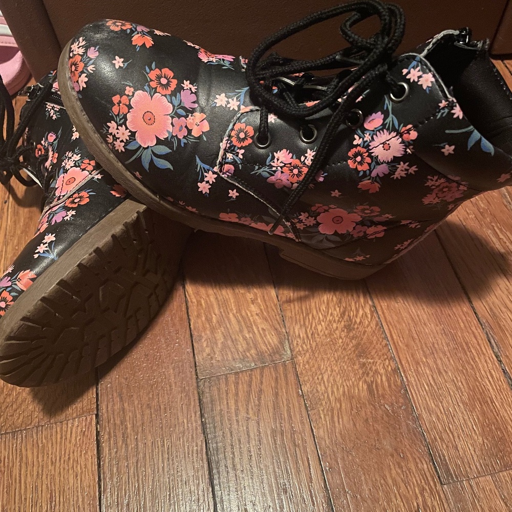Flower Print Ankle Boot